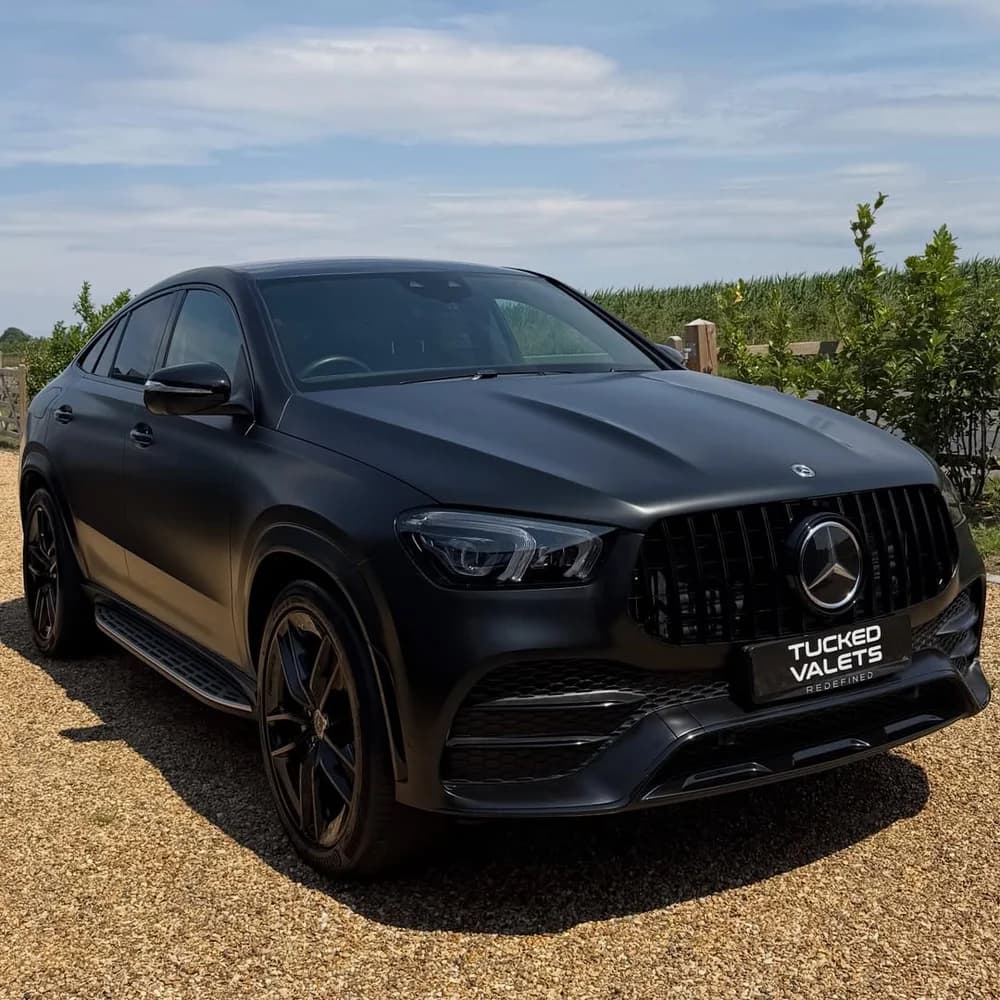 Satin black Mercedes GLE coupe after a Tucked Deep Clean in Norfolk