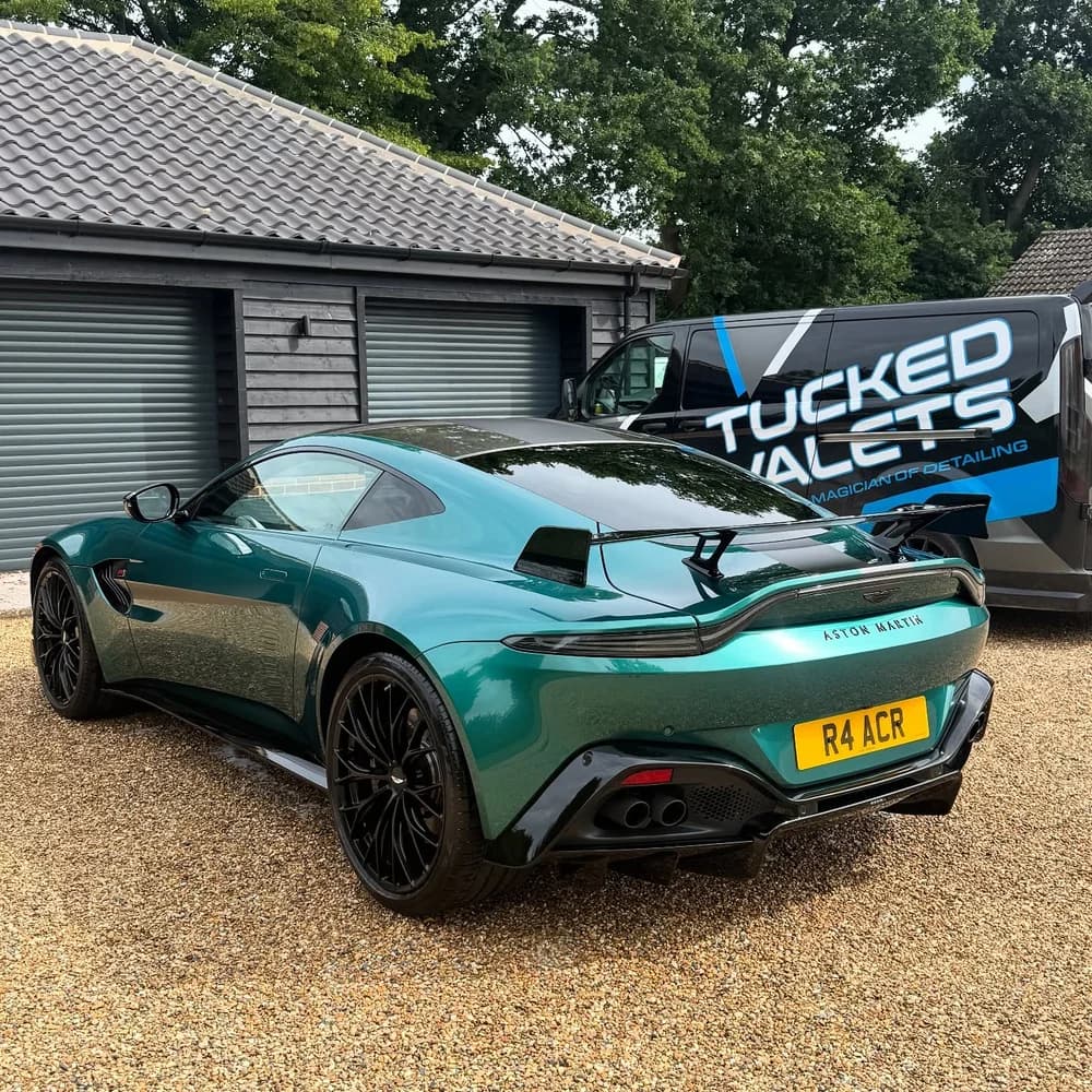 Green Aston Martin Vantage detailed by Tucked Valets